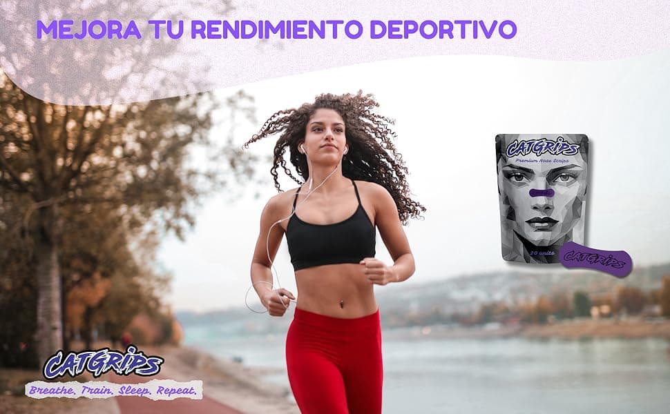 Atleta corriendo con tiras nasales CATGRIPS – running y Hyrox