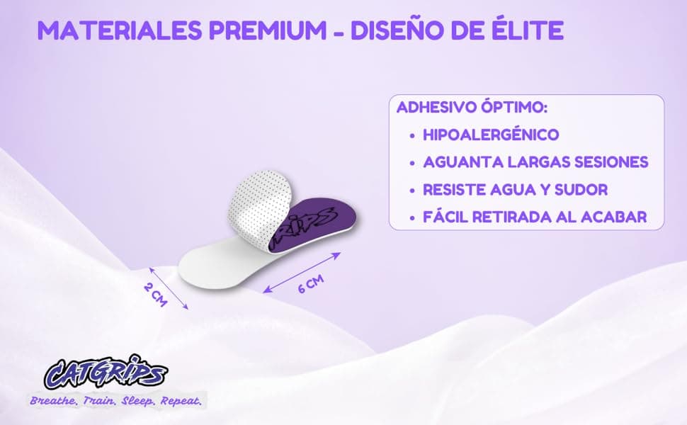 Especificaciones tiras nasales CATGRIPS – hipoalergénicas, sin látex, 6x3cm
