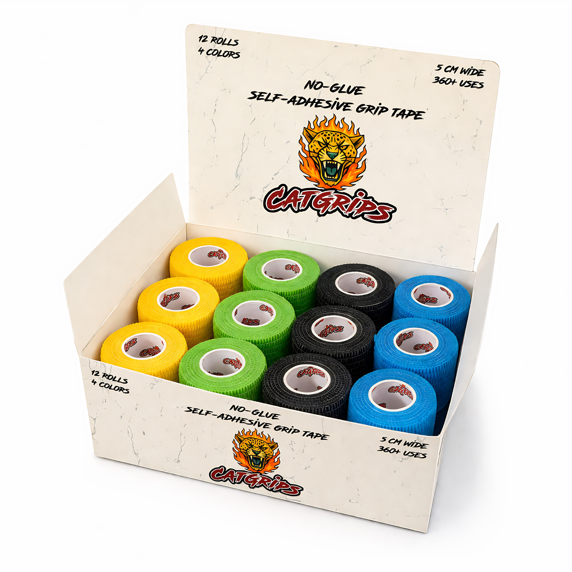 Venda cohesiva CatGrips — pack colores sin adhesivo en piel
