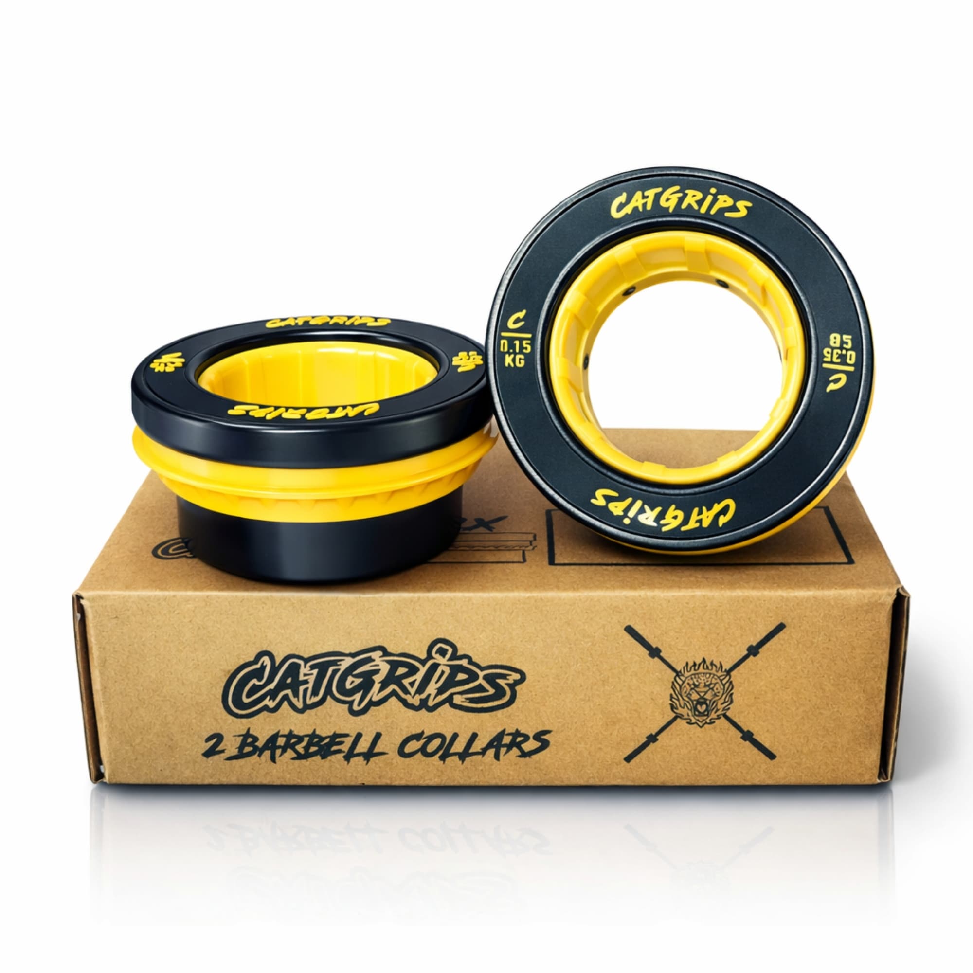 Cierres Barra Olímpica 50mm Amarillo Negro liberación rápida — CatGrips