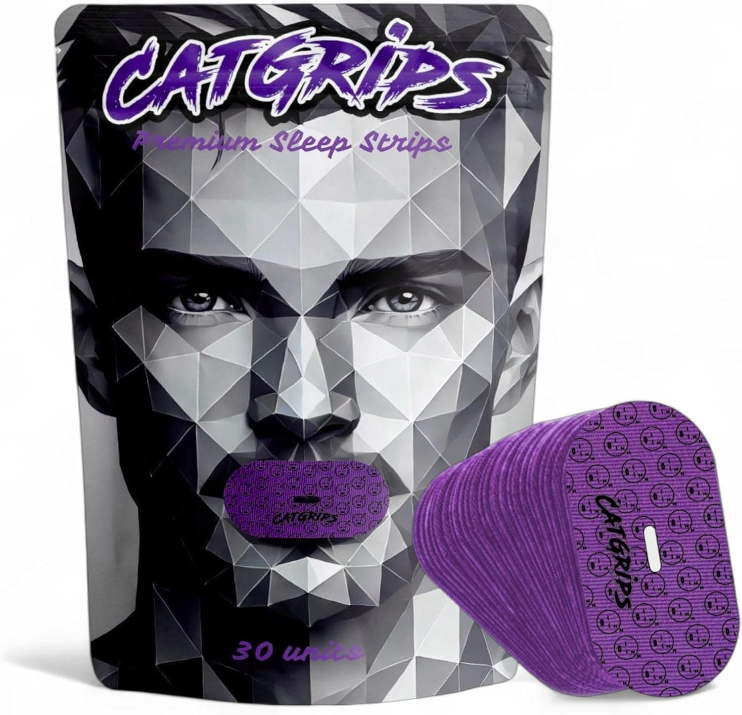 Cinta Bucal para Dormir CATGRIPS – Mouth Tape hipoalergénico con agujero de ventilación, 30 unidades